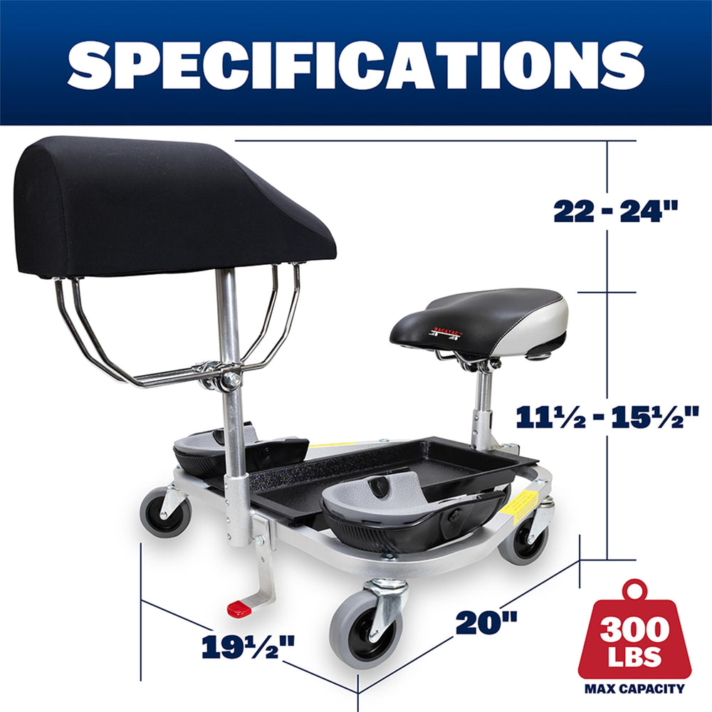 Racatac seat height adjustment image showing 11.5 to 15.5 inch range benefit