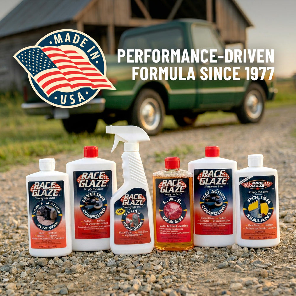 RACE GLAZE showcased on a showroom car highlighting showroom-quality protection