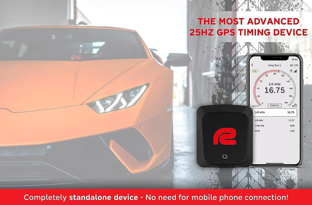 RACEBOX Mini S mounted to a car windshield capturing laps, stable recording benefit