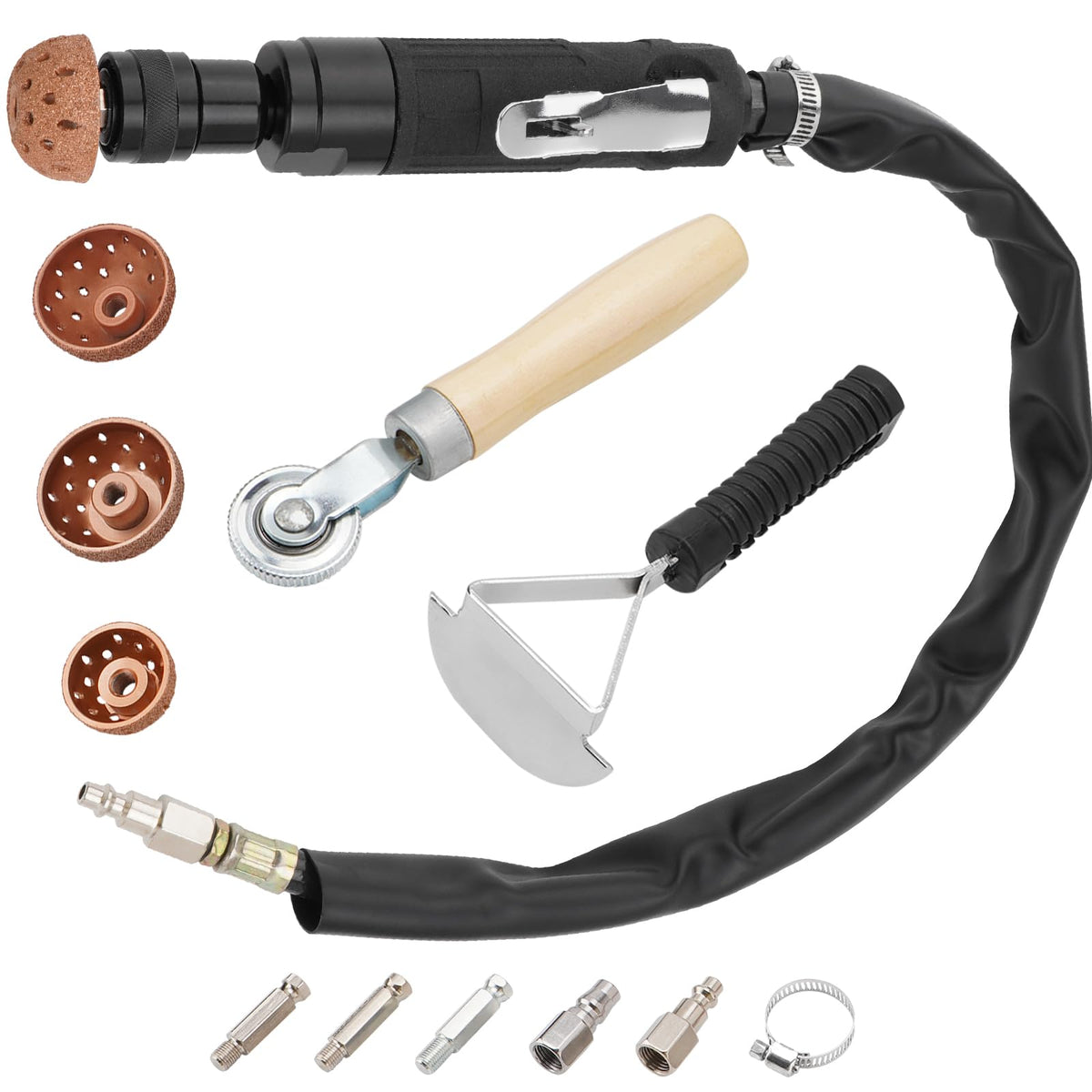 Racewill front view of complete tire repair kit showing all components and benefits