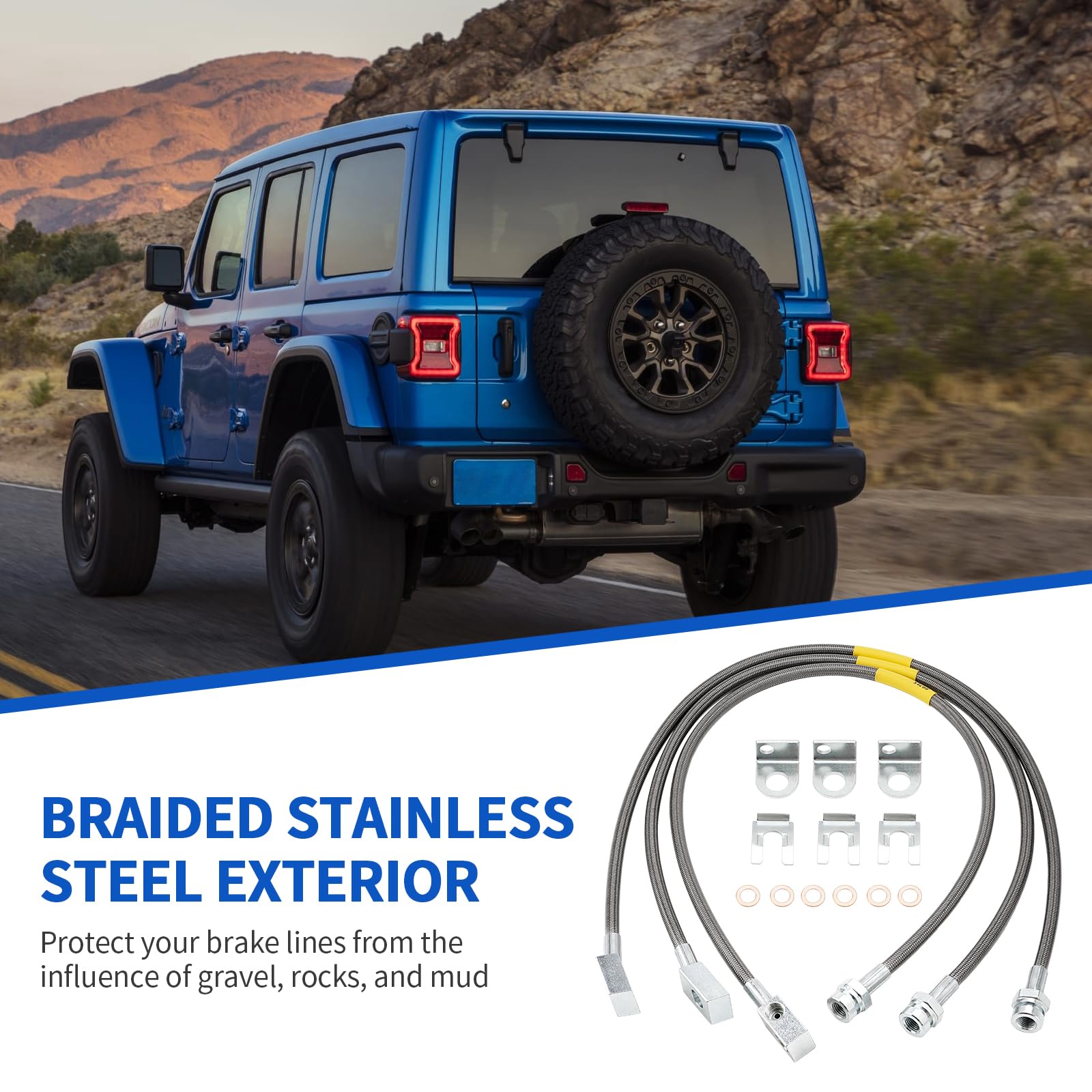 Racewill rear line mounted on Jeep Cherokee XJ showing secure fit and longer reach