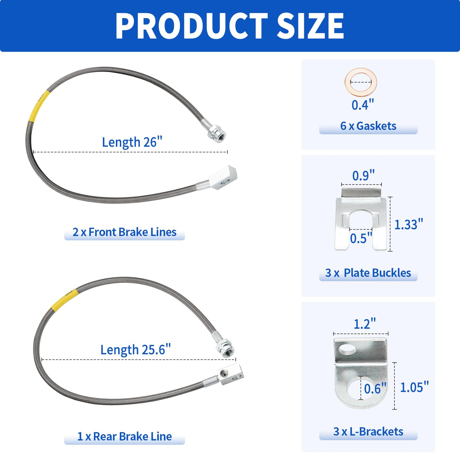 Racewill extended line beside stock hose showing correct length for lifted suspension