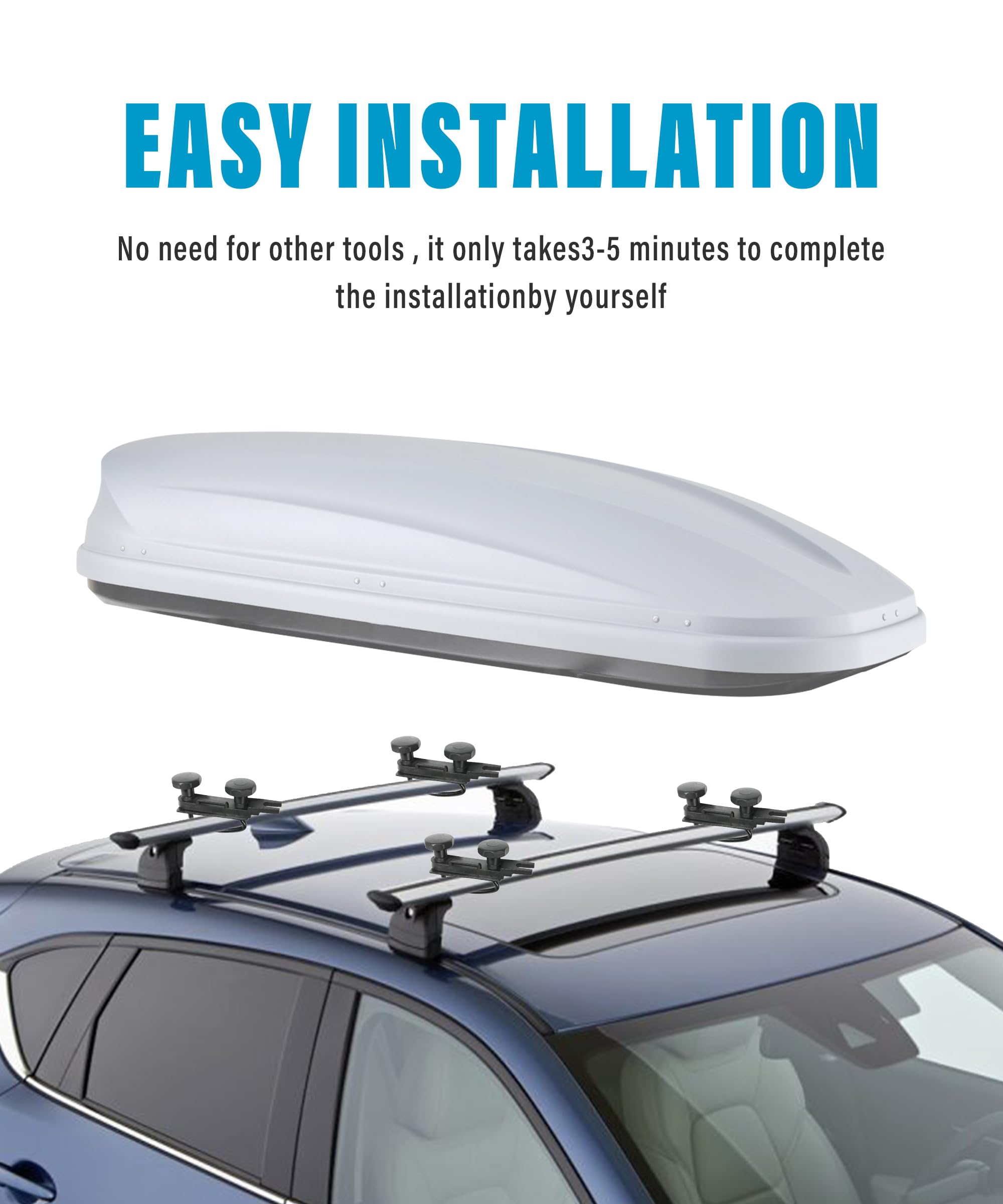 RACOONA installed on roof rail demonstrating secure roof box attachment