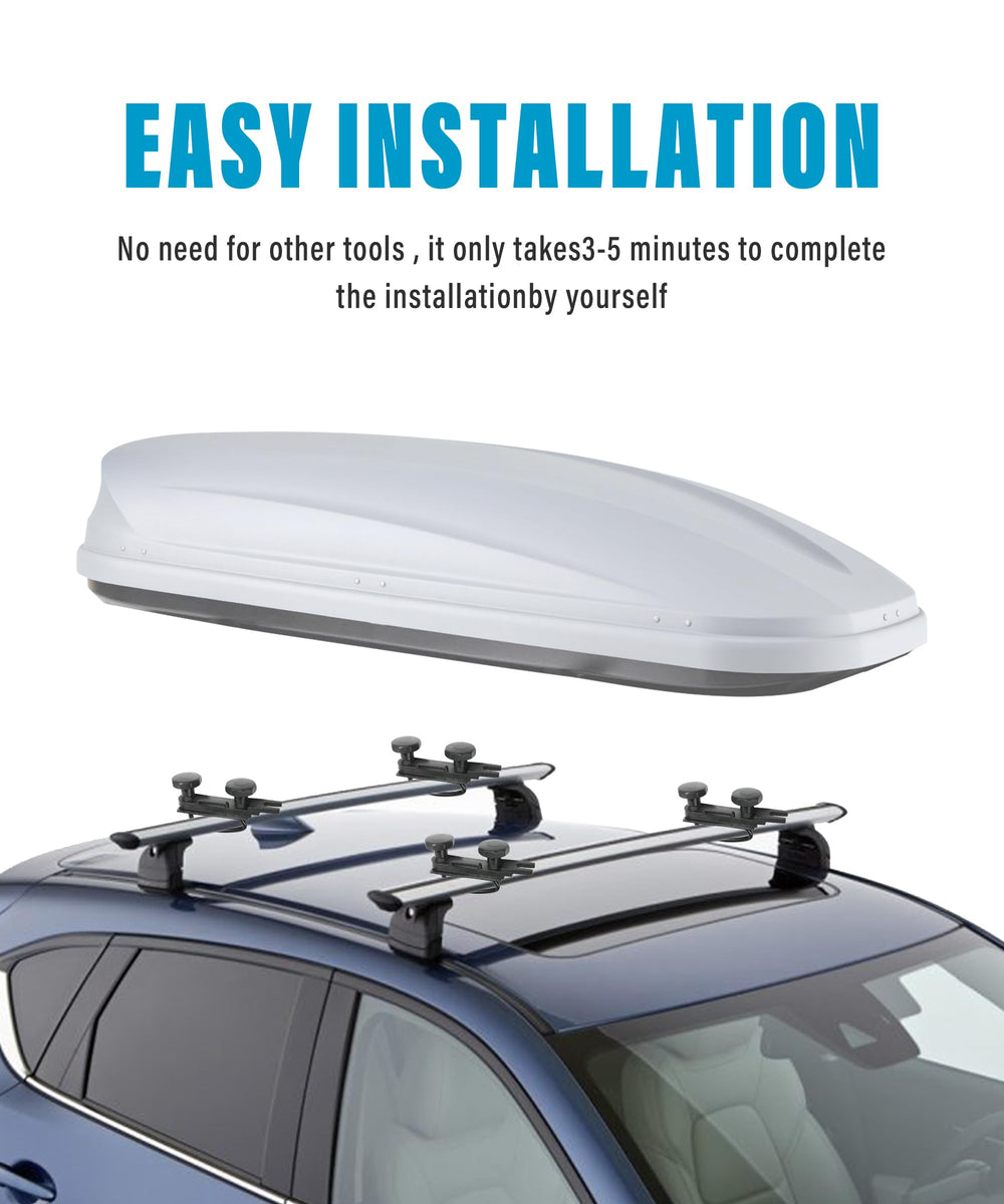 RACOONA installed on roof rail demonstrating secure roof box attachment