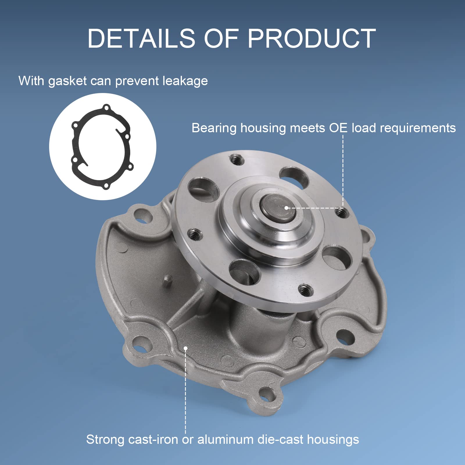RADHLBNIU close-up of impeller design to show coolant-flow geometry and durability