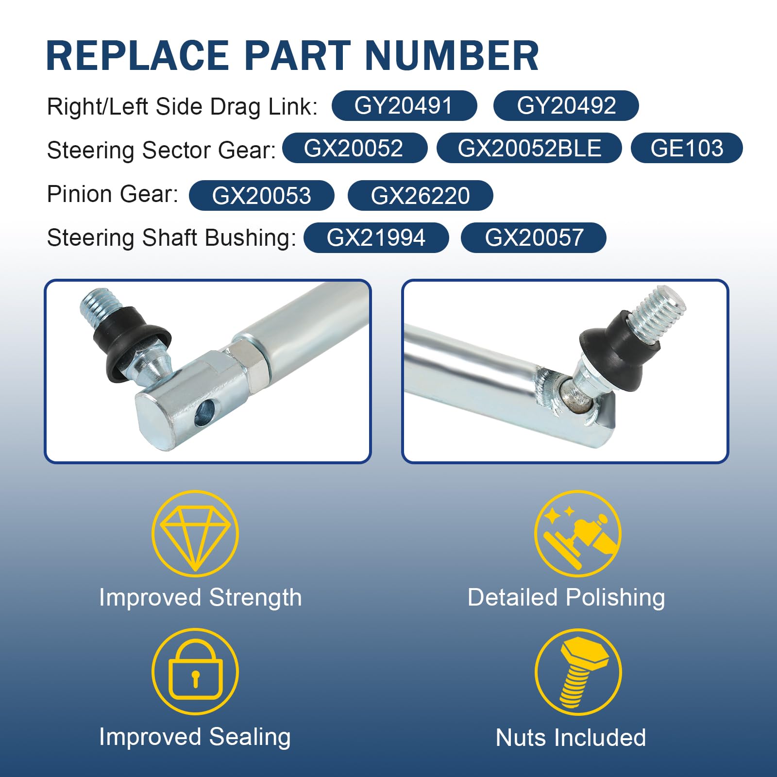 RADHLBNIU steering sector gear detail showing upgraded teeth for durability