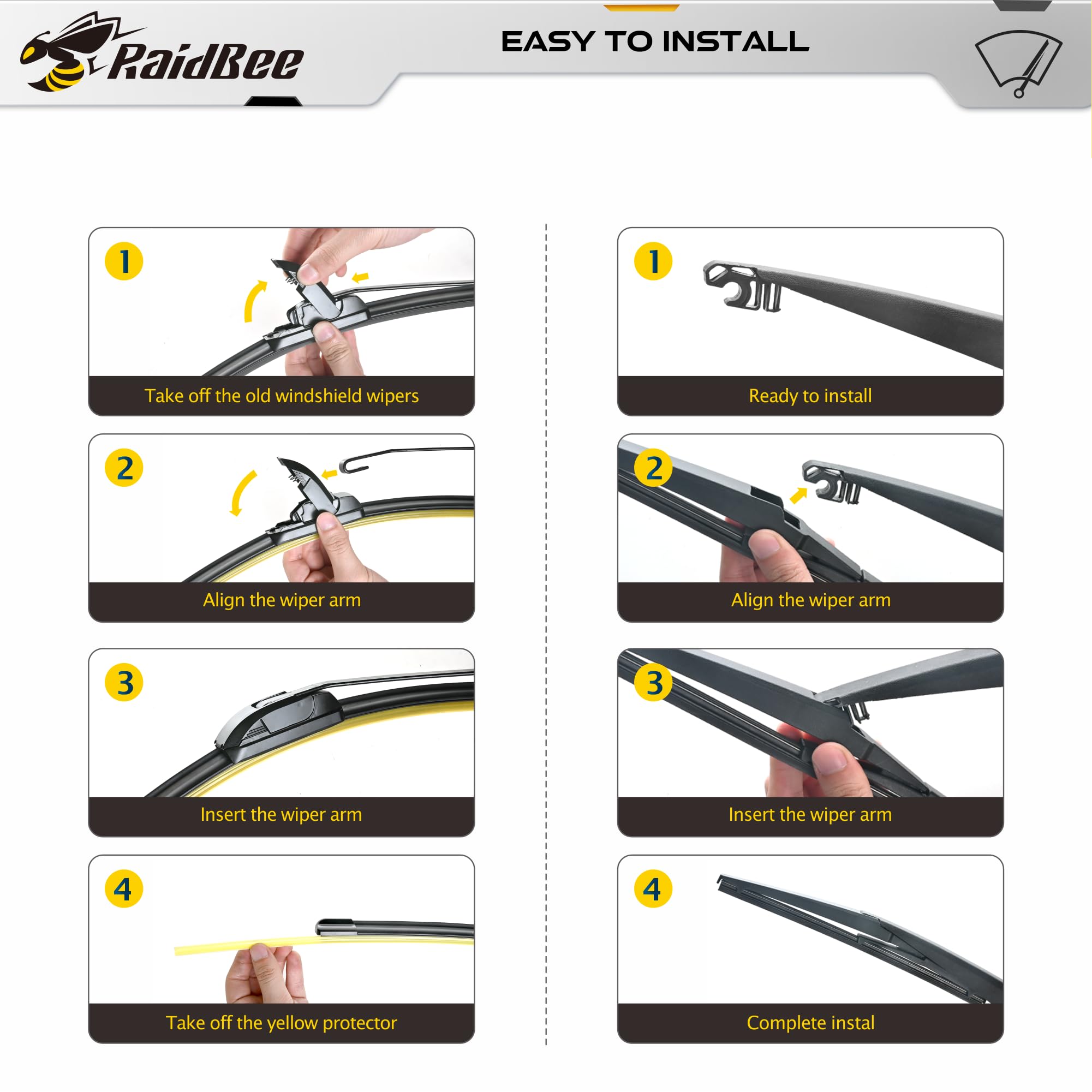 RaidBee installed on RAV4 windshield providing improved visibility in rain