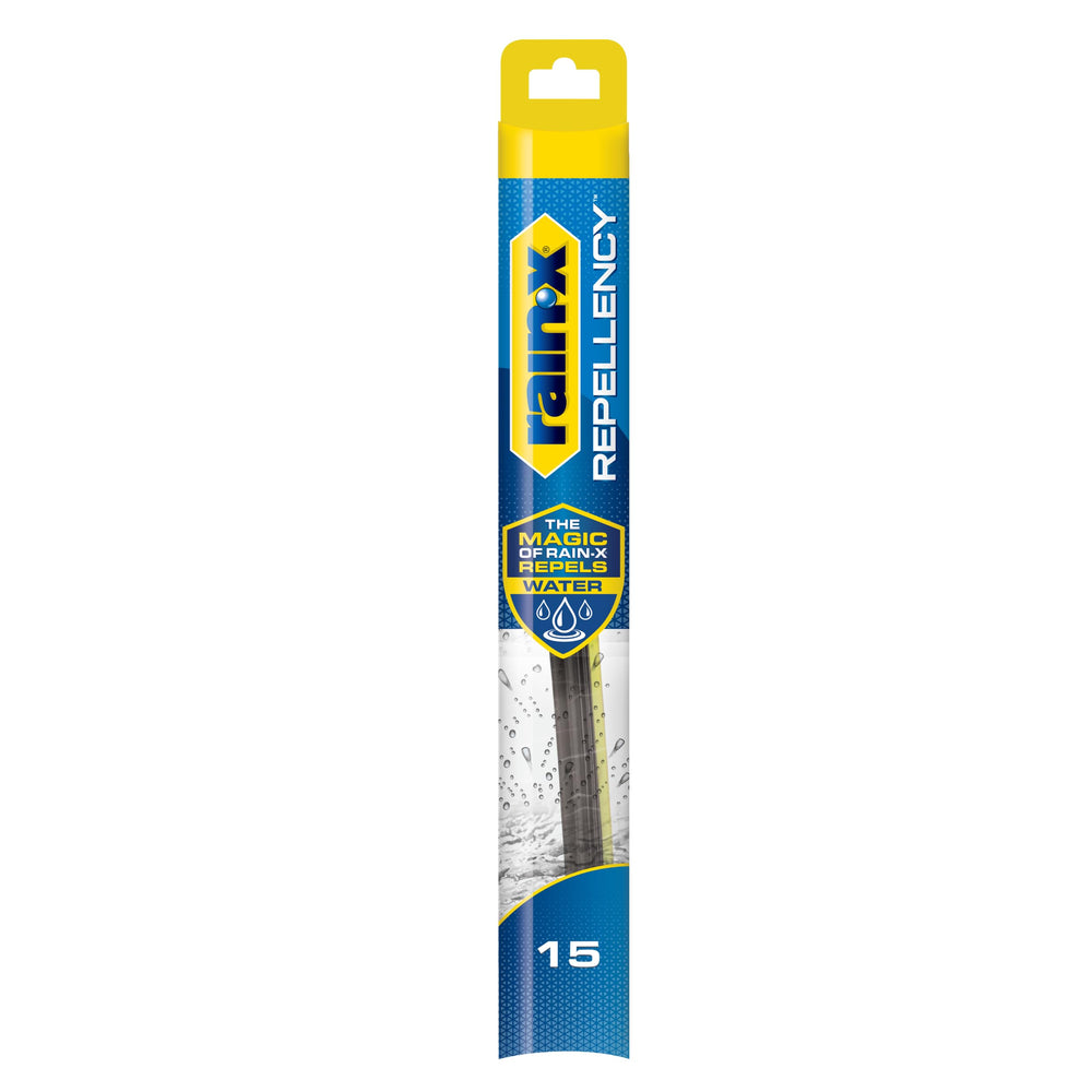 Rain-X front packaging showing 15 inch blade and benefits