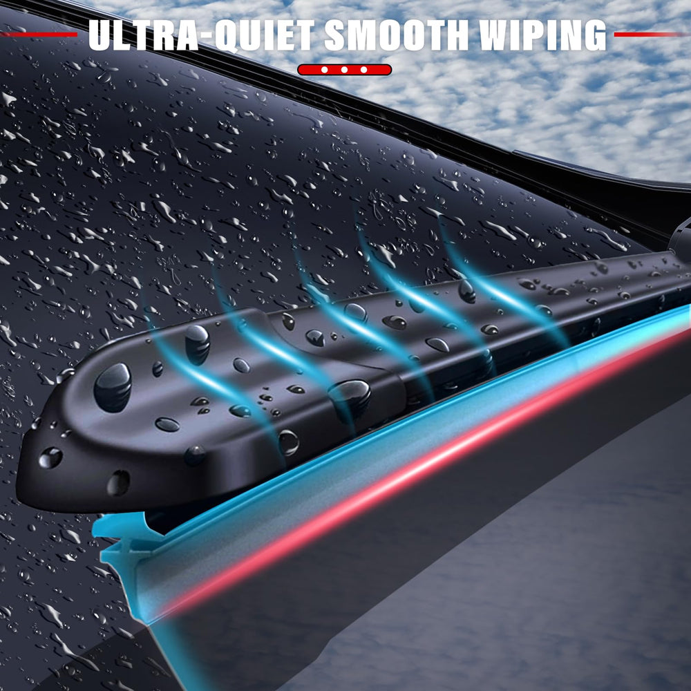 Raintok lifestyle image driving in rain illustrating safer vision and quieter wiping