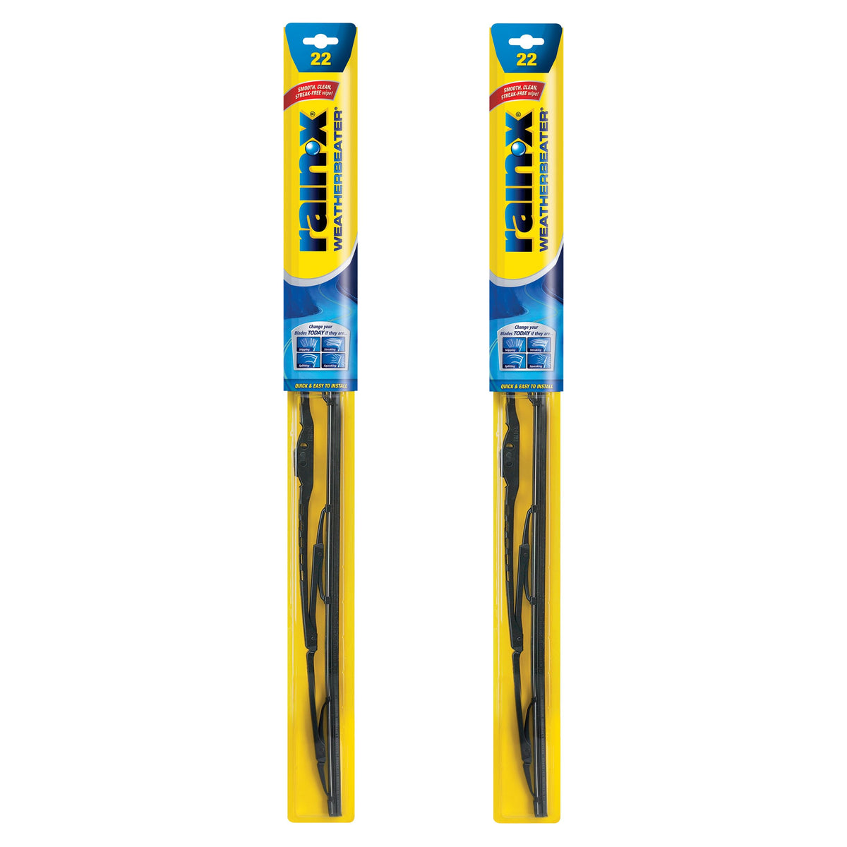Rain‑X front packaging showing WeatherBeater pair and size for quick recognition