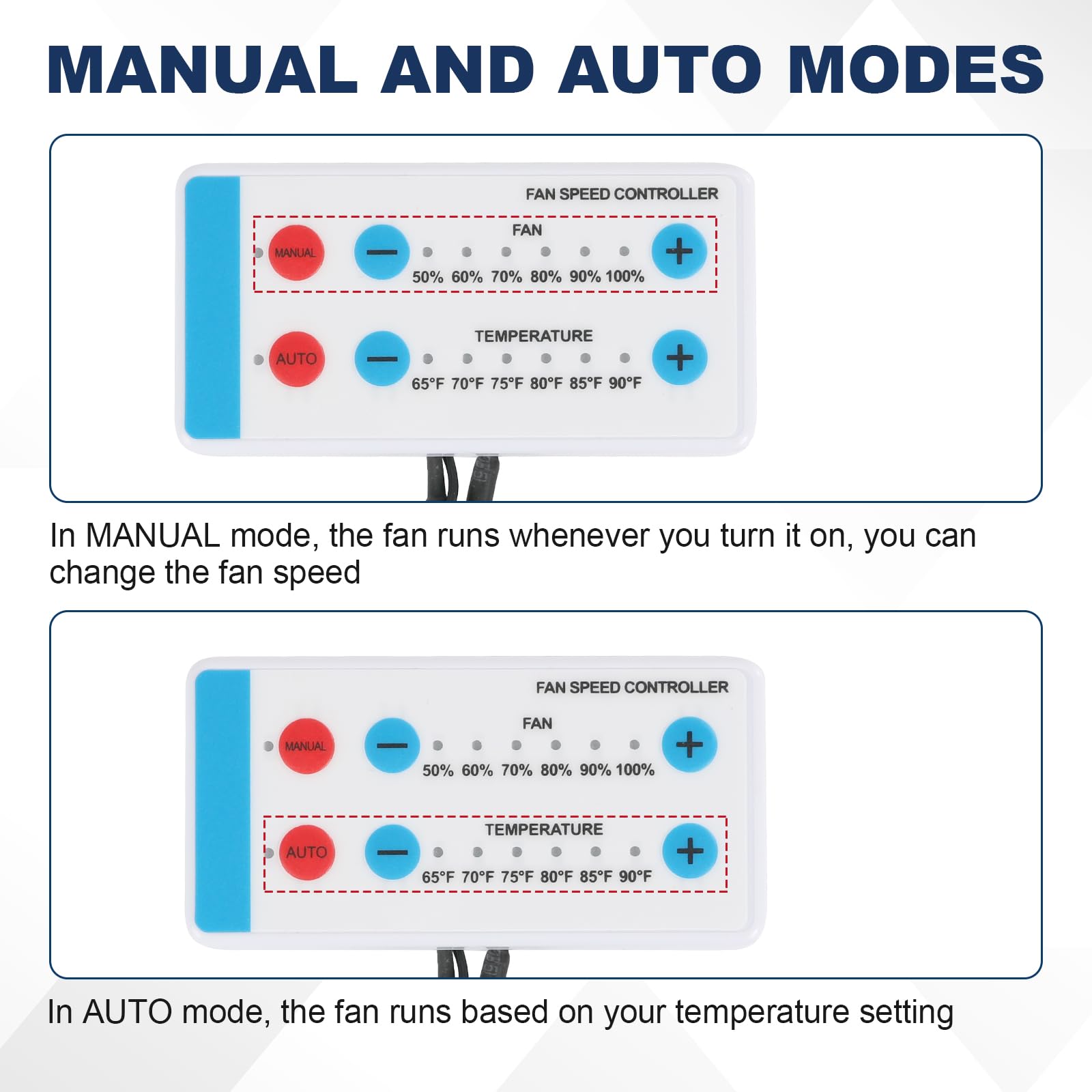 RALZAOTO control panel and temperature probe, enables auto and manual control