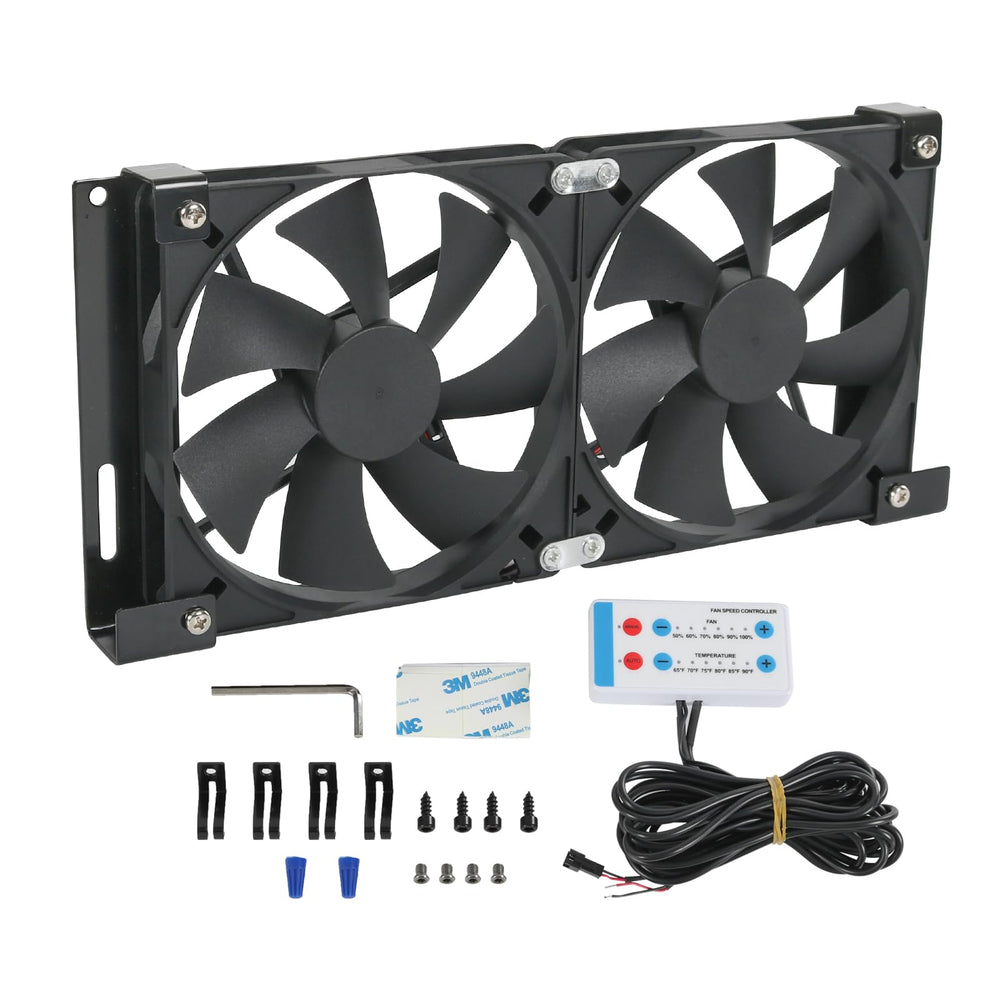 RALZAOTO front vent assembly showing dual fans, improves fridge vent airflow