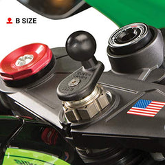 RAM MOUNTS fork stem mount holding a GPS for easy viewing benefit