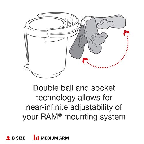 RAM MOUNTS medium B-size double-socket arm highlighting adjustability