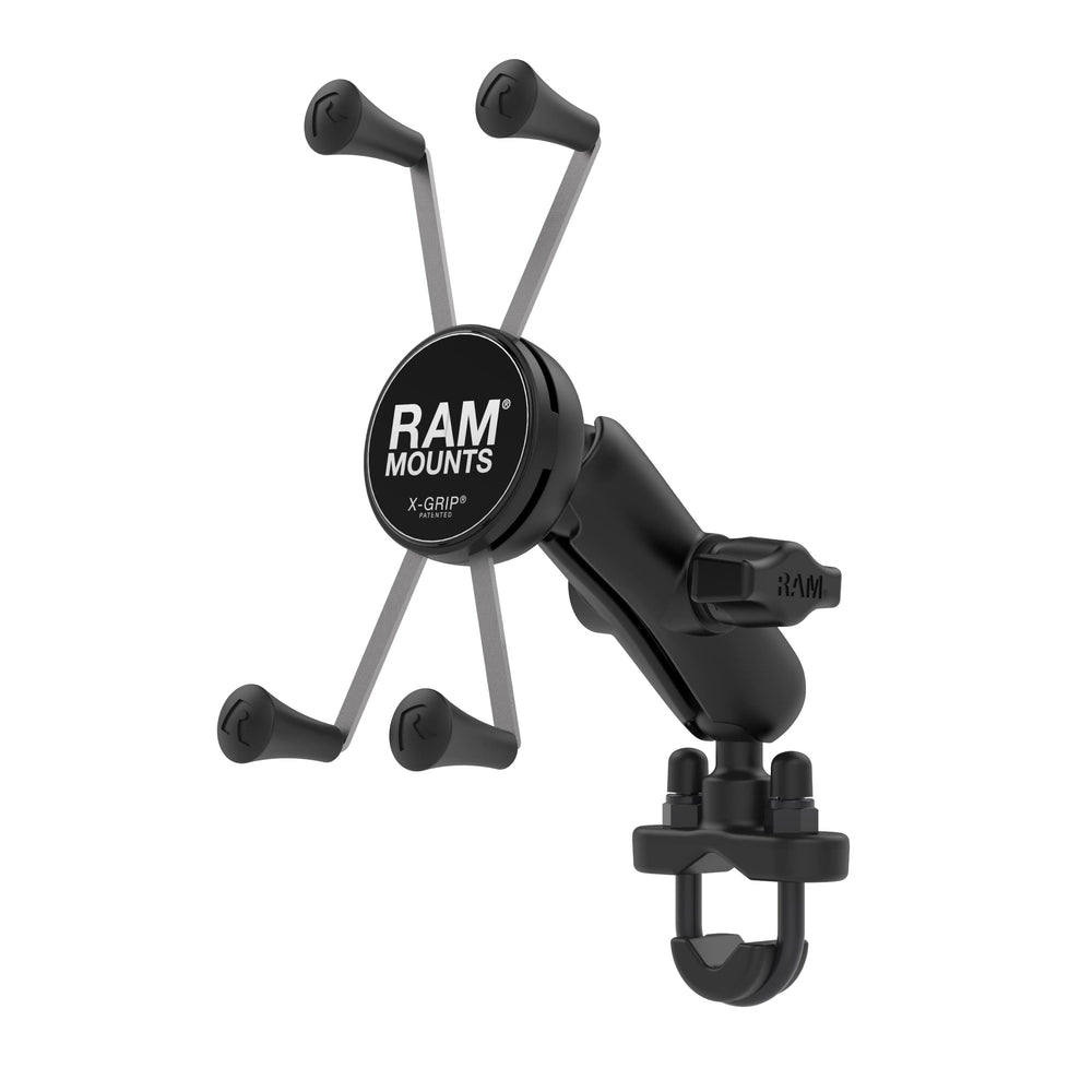 RAM MOUNTS U-bolt base clamped on rail for stable attachment