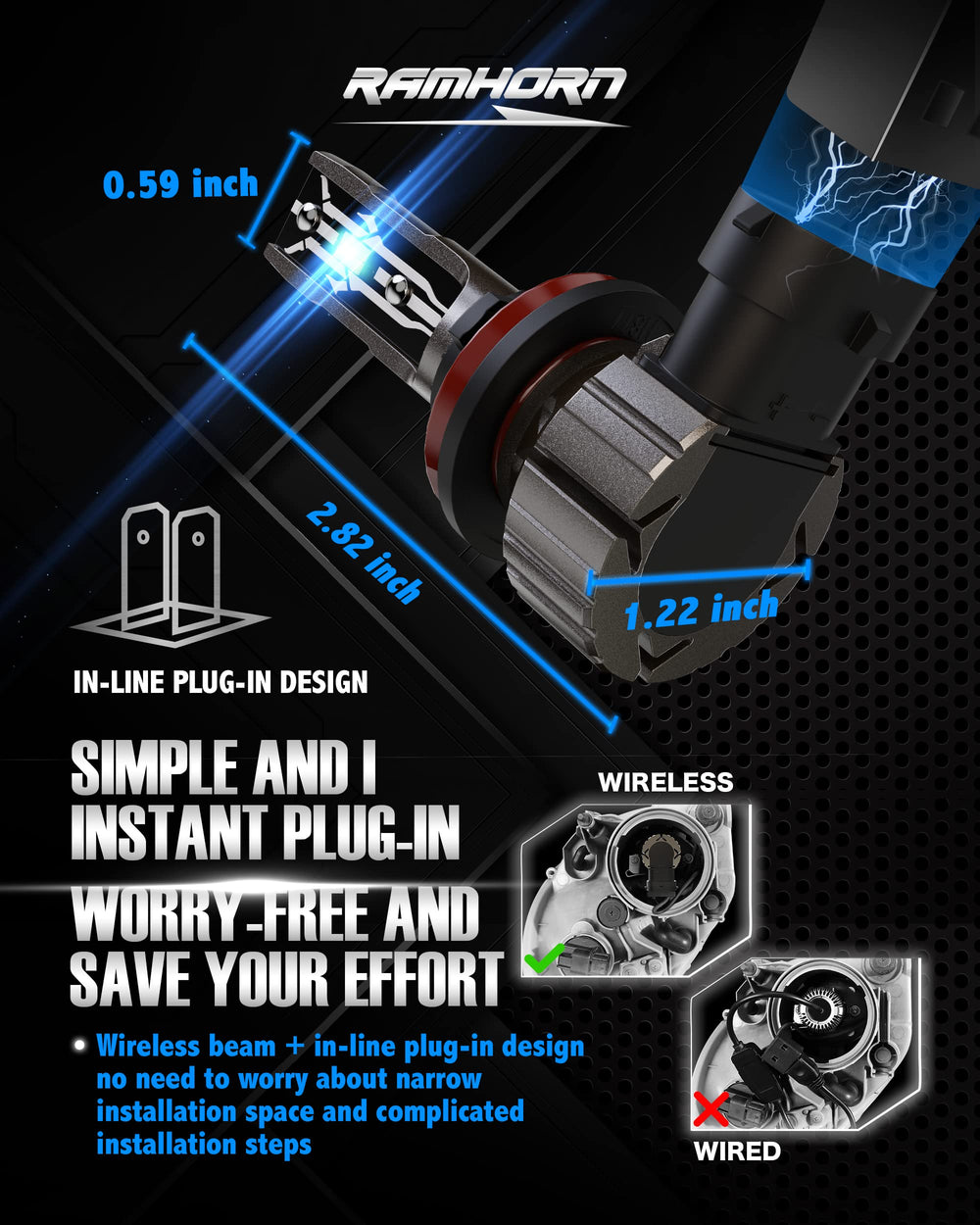 RAMHORN bulb installed in car fog housing improving nighttime visibility