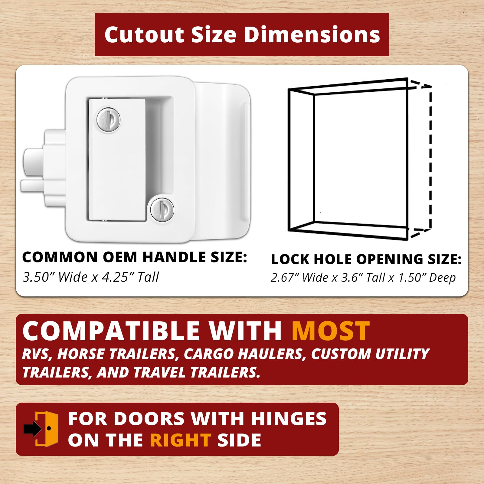 Ramkle lock beside ruler showing correct cutout and door thickness fit