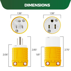 RVGUARD female NEMA 5-15R close-up showing socket opening and cord clamp for safe fit