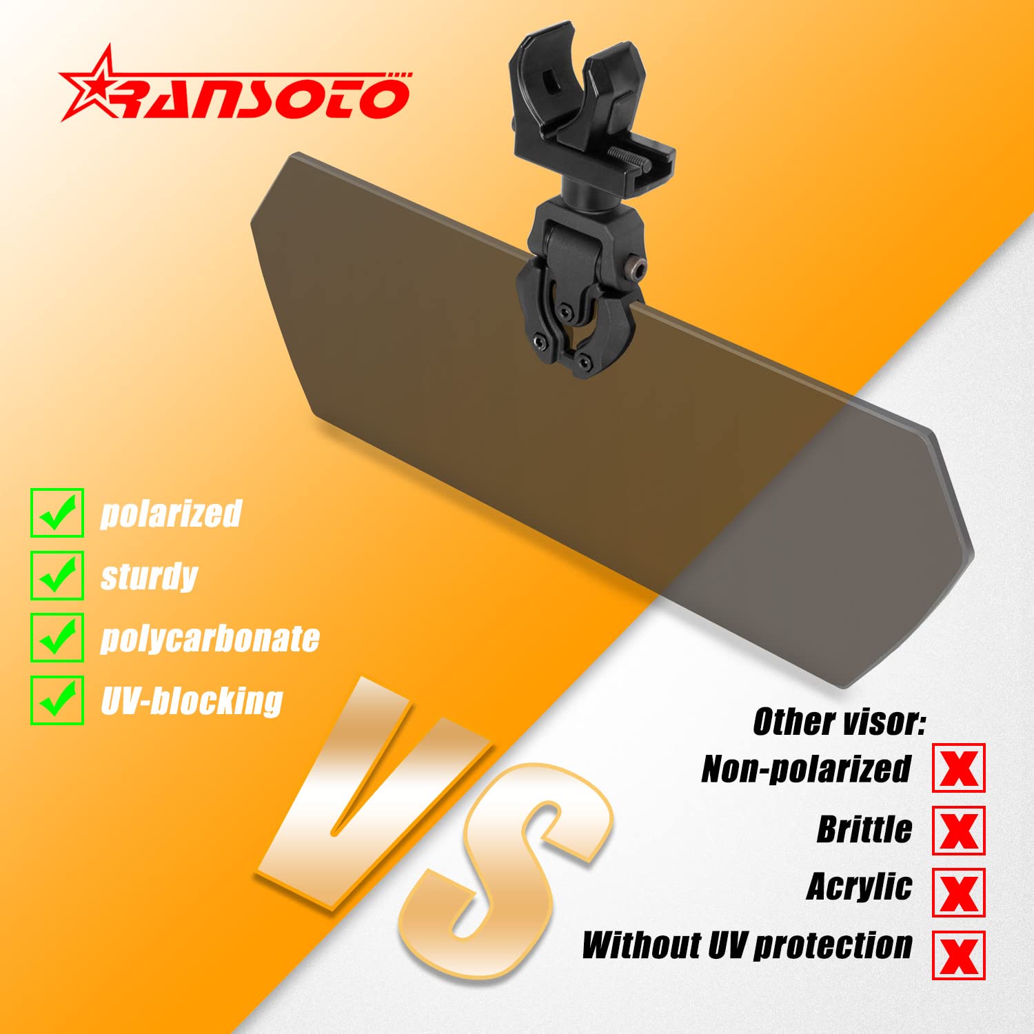 RANSOTO visor held by hand for size comparison showing easy handling benefit