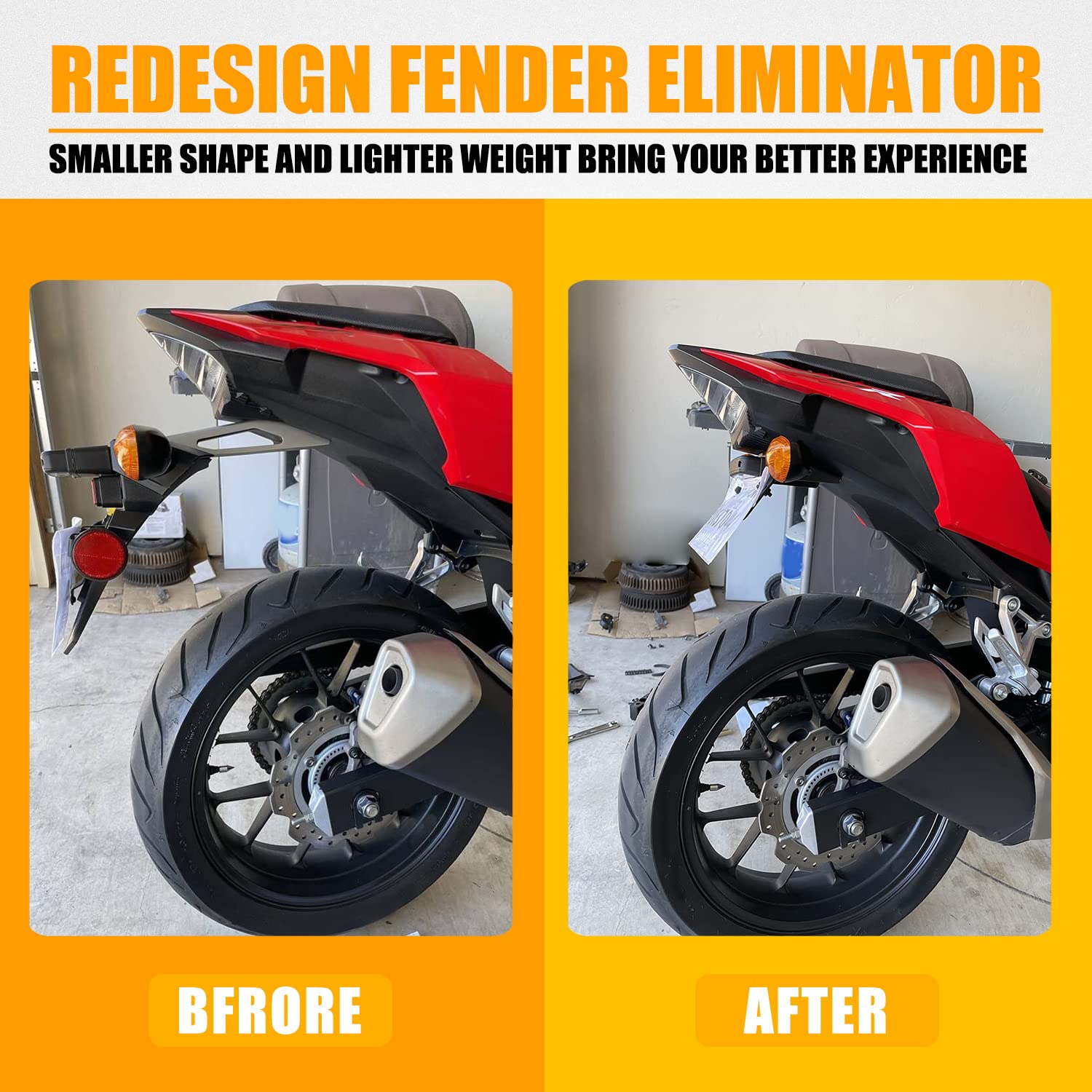 RANSOTO size comparison against OEM fender illustrating reduced bulk and cleaner look