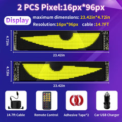 RAOZBE close-up of 96x16 pixel matrix showing color detail and crisp animations