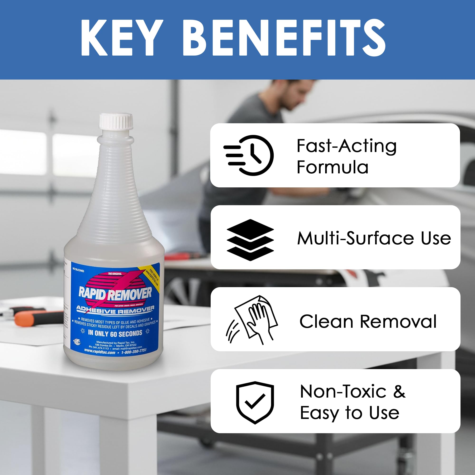 Rapid Tac spray mist texture demonstrating fast penetration and quick action