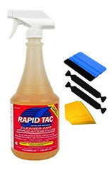 RapidTac 32oz spray bottle front label showing product and included tools for precise vinyl application