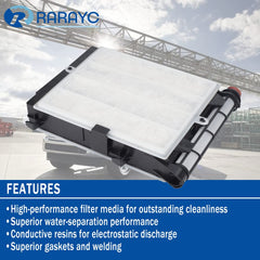 RARAYC filter media close-up showing pleats, traps contaminants for cleaner fuel