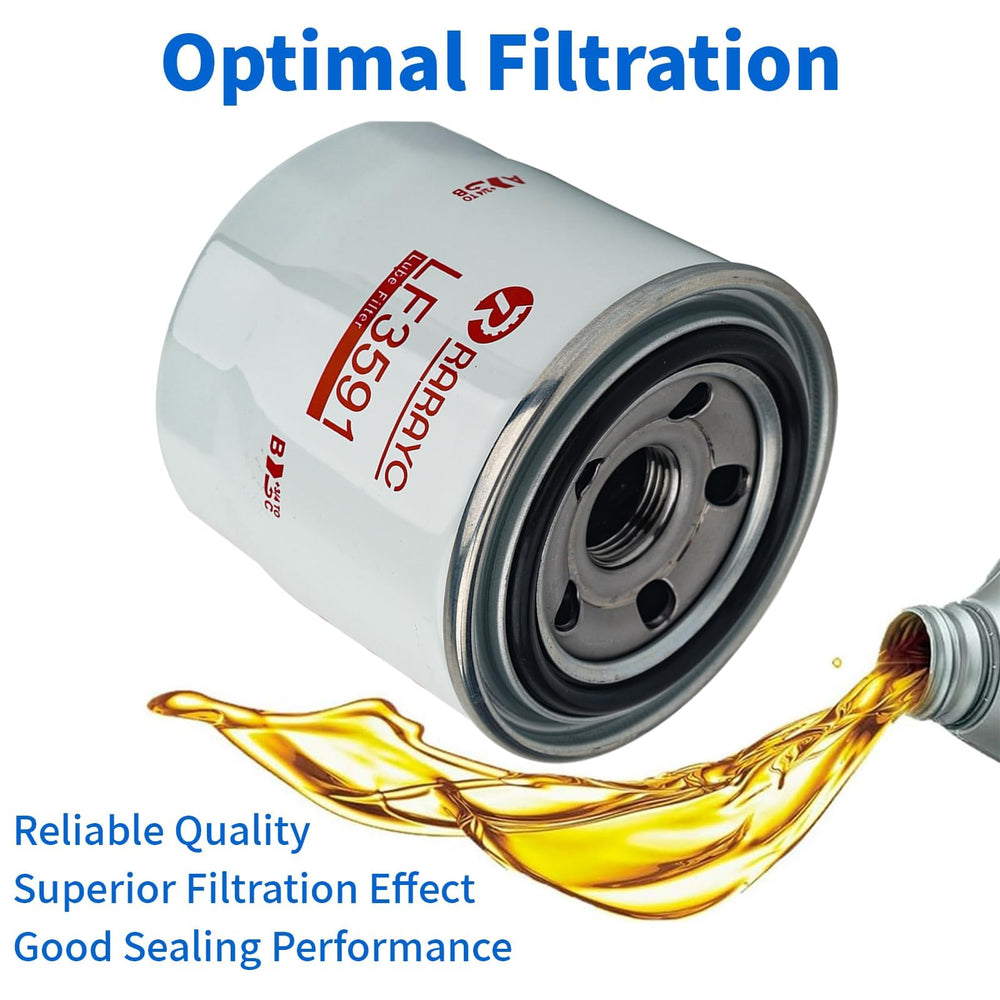 RARAYC fuel filter element profile highlighting inlet/outlet fit, protects fuel system