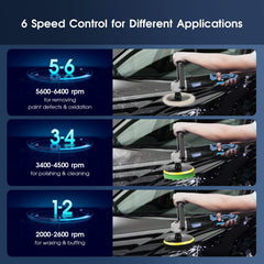 RAYBAO close-up of 6-speed dial demonstrating precise RPM control and task flexibility