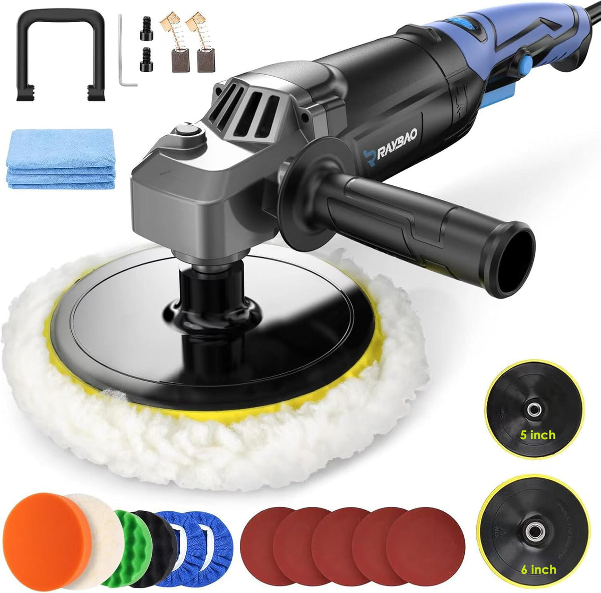 RAYBAO front view of rotary polisher showing ergonomic grip and body for comfortable control