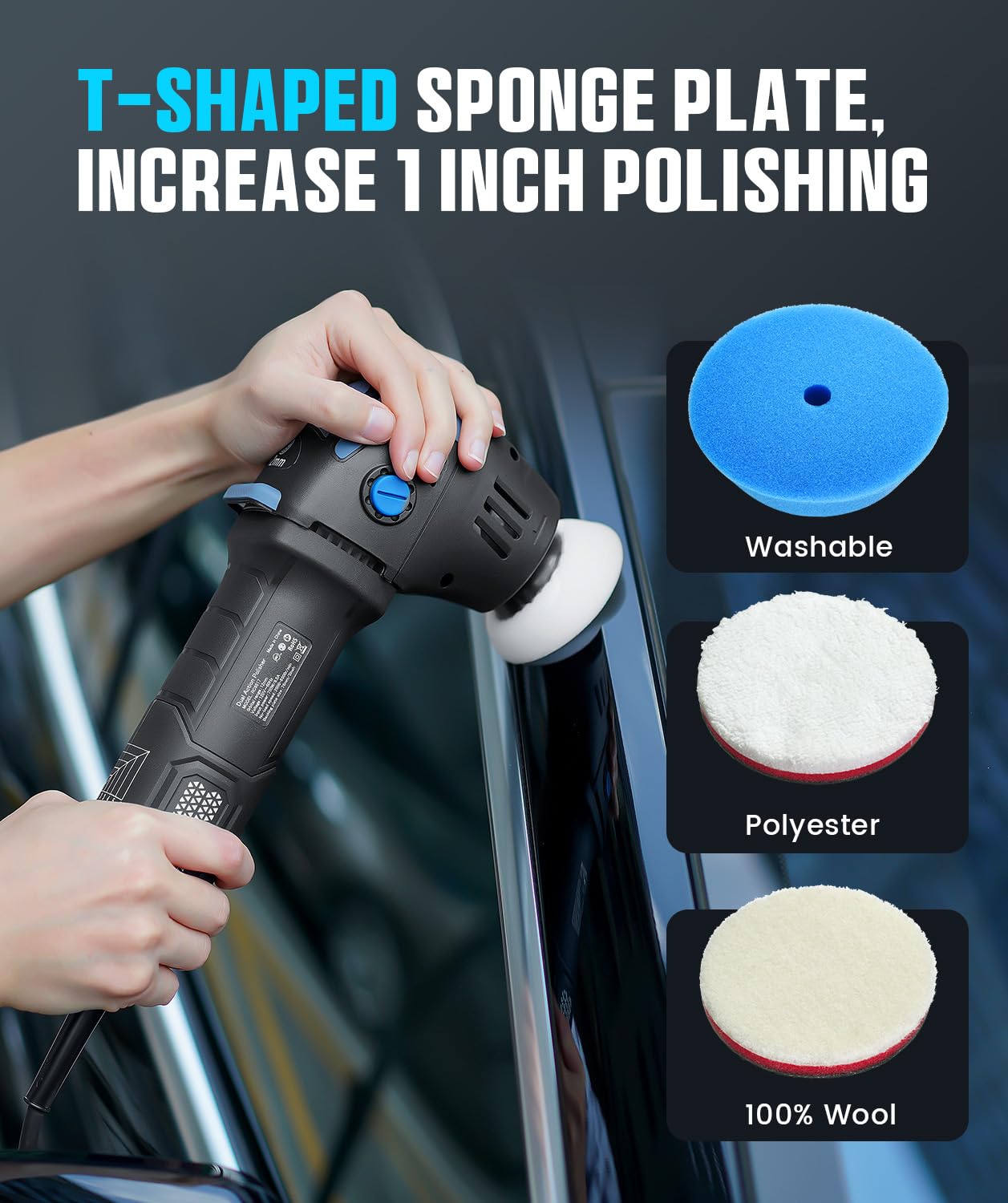 RAYBAO polisher restoring a headlight showing clearer lens and improved clarity