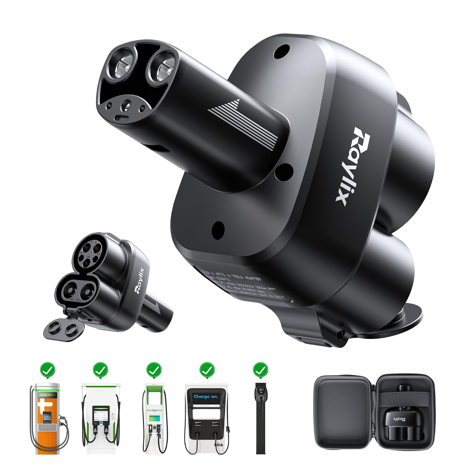 Raylix front view of adapter showing ports and compact design for versatile charging