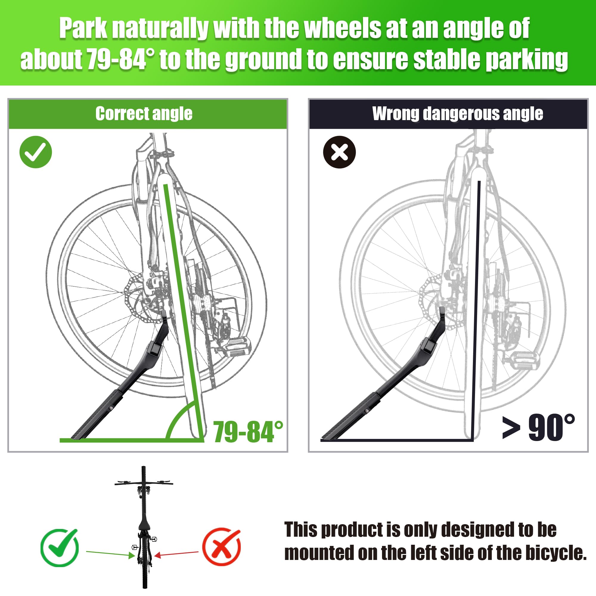 RBRL kickstand supporting e-bike on gravel and grass for stable parking