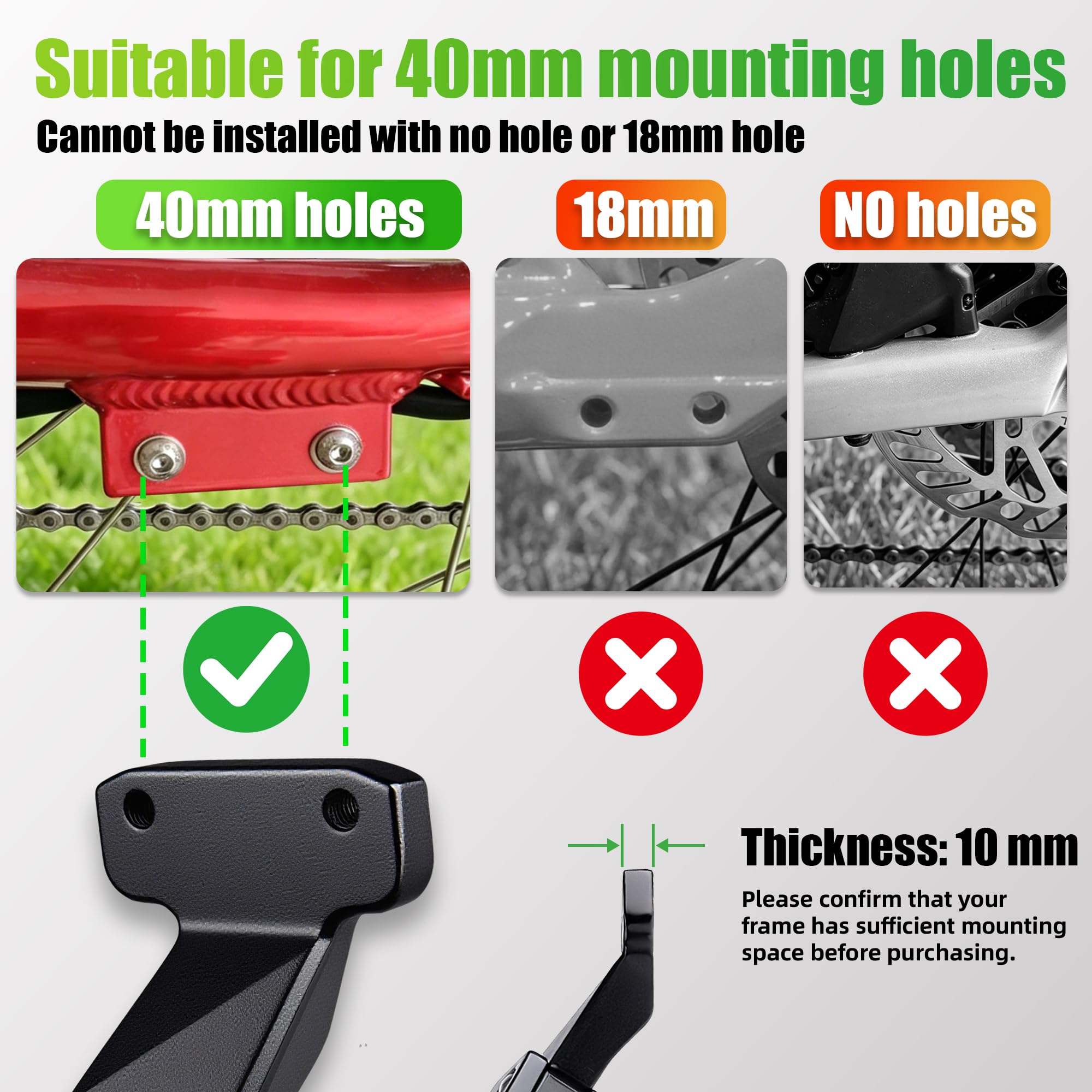 RBRL kickstand wide anti-slip foot providing better grip on soft ground
