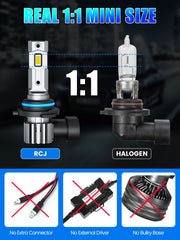 RCJ compact 1:1 size comparison with stock bulb for easy plug-and-play fitment