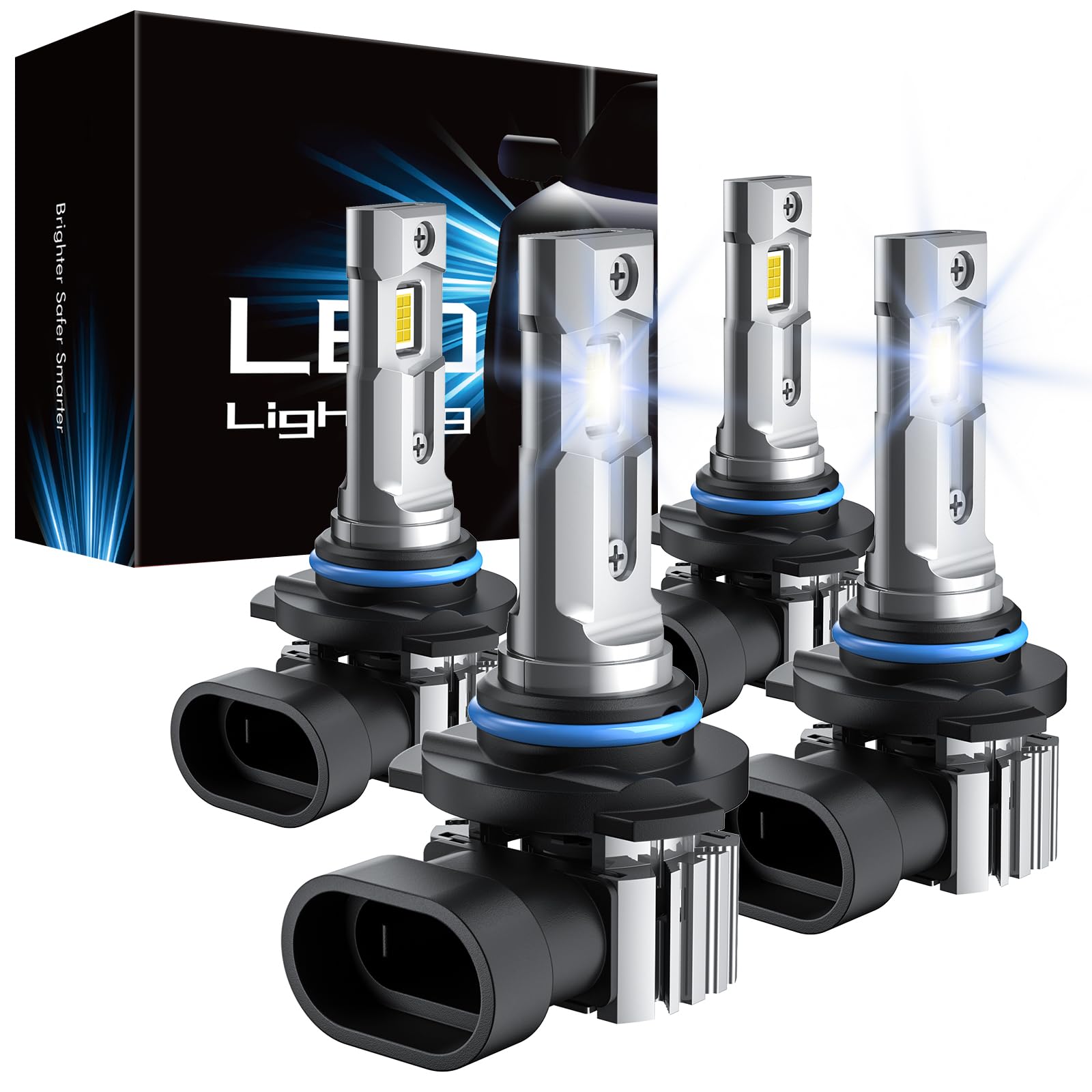 RCJ front view of 9005 9006 kit showing bright cool-white LEDs and improved visibility
