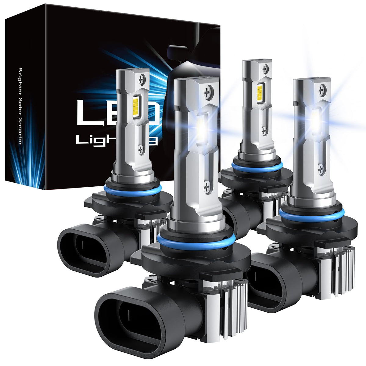 RCJ front view of 9005 9006 kit showing bright cool-white LEDs and improved visibility