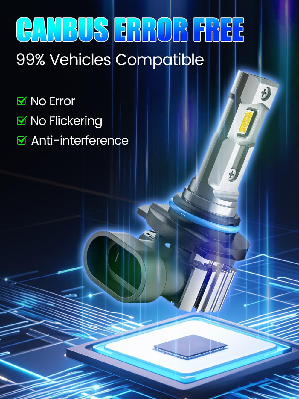 RCJ bulbs installed in vehicle headlights showing brighter white light for safer driving
