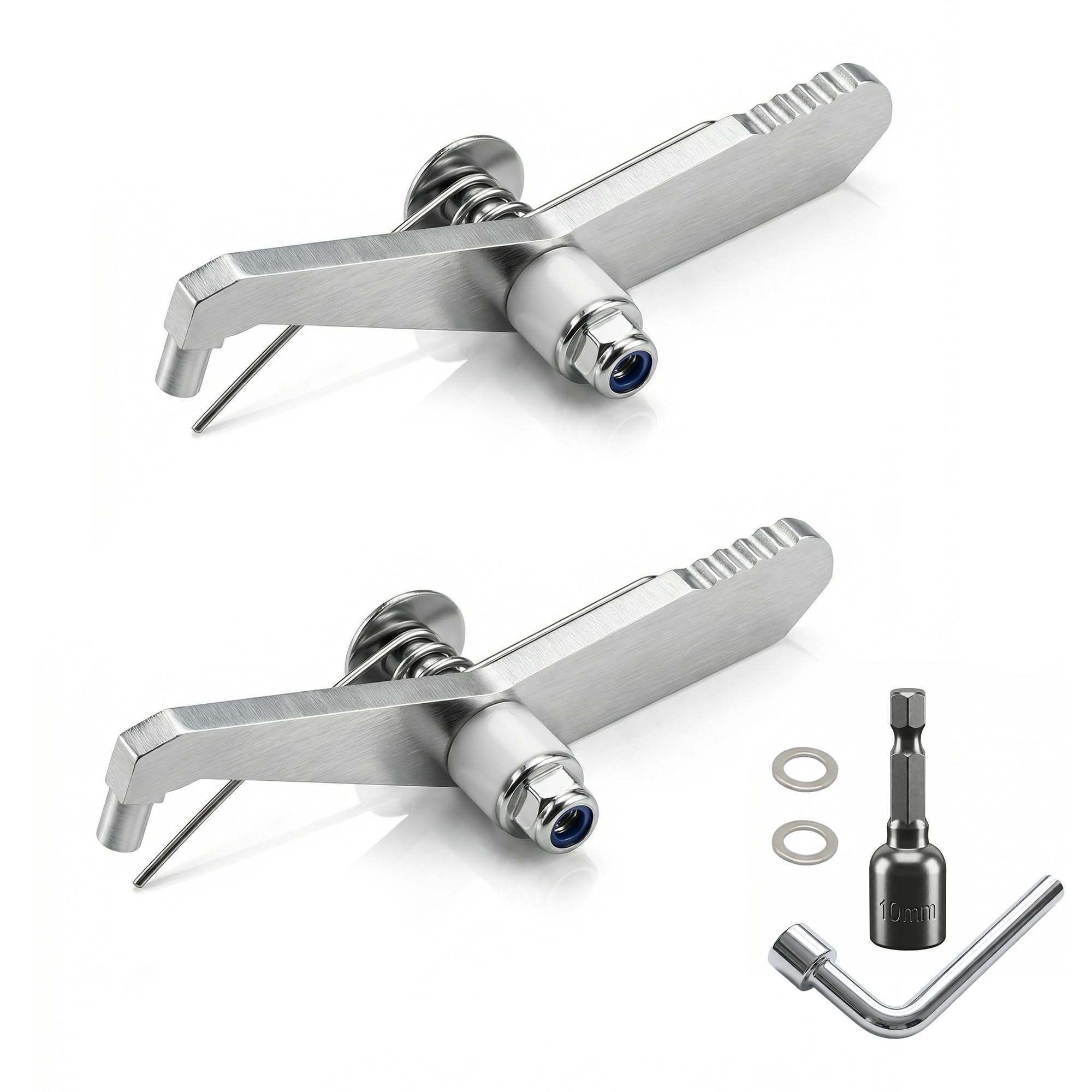 RCKIM front view of two stainless lever pins showing ready-to-install durability
