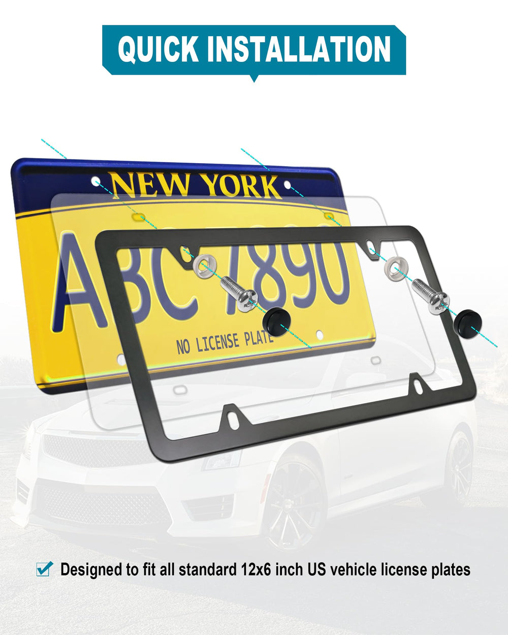RCKJNJ mounted on car rear illustrating durable coverage and maintained plate visibility