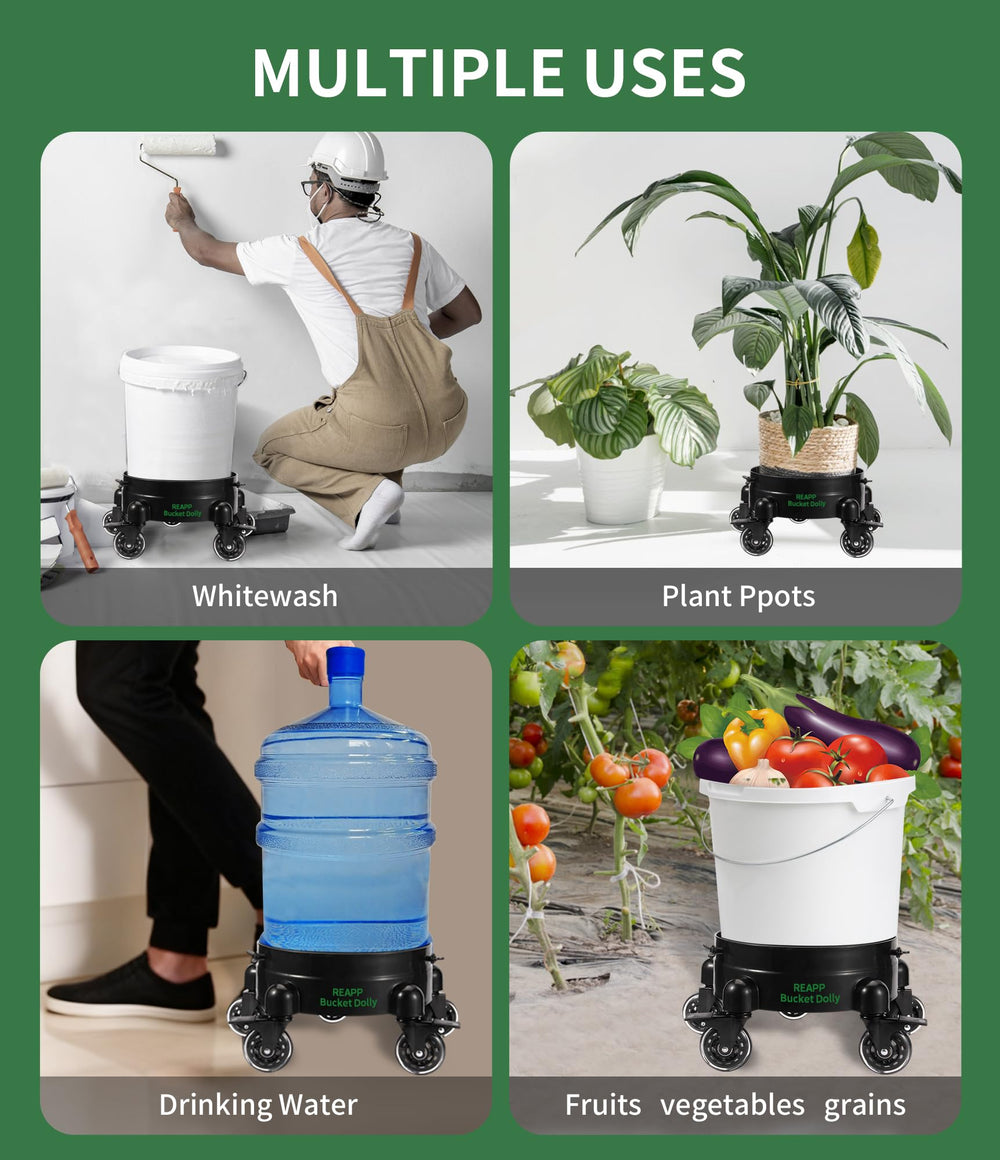 REAPP bucket dolly set up with two buckets for wash-and-rinse efficiency