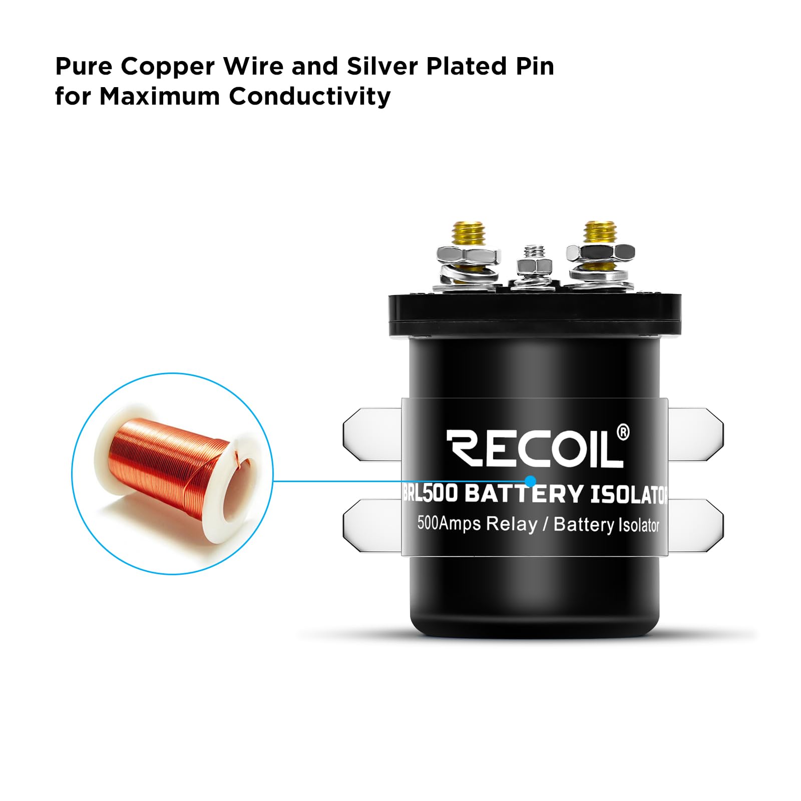 RECOIL BRL500 close-up of connection terminals highlighting secure high-current wiring benefit