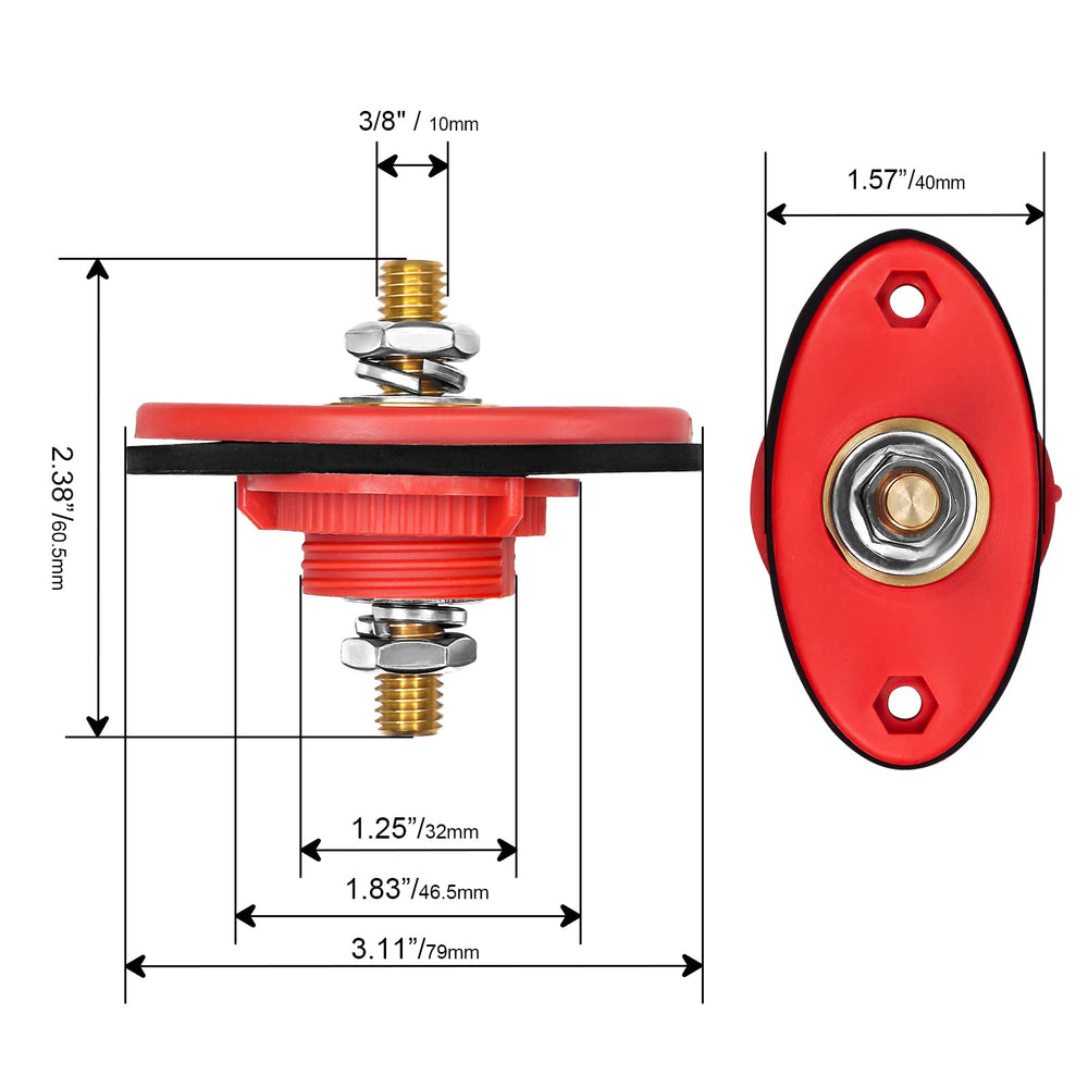 RECOIL with silicone terminal cover protecting exposed post from shorts and corrosion