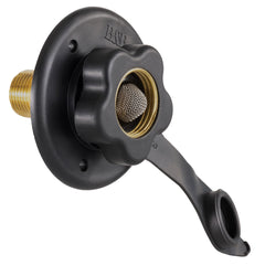 RecPro front view of inlet showing secure exterior fitting and easy access