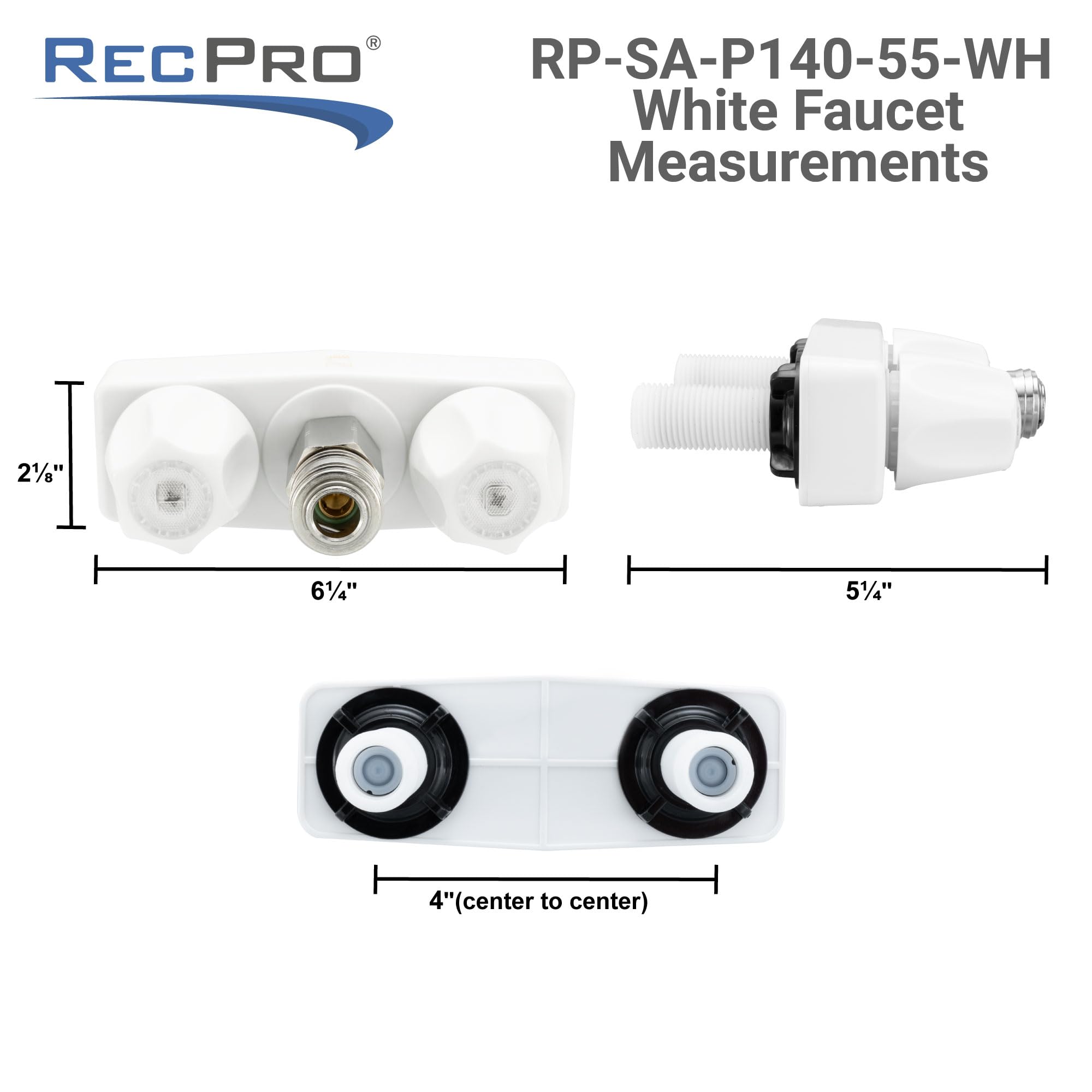 RecPro brass shank closeup showing 1/2 inch threads — reliable leak-resistant connection