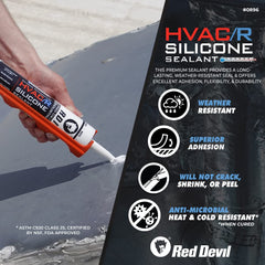 Red Devil being applied to metal ductwork offering durable weather-resistant seal