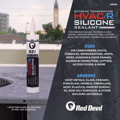 Red Devil cartridge nozzle close-up demonstrating controlled bead application