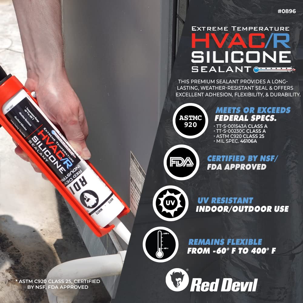 Red Devil silicone bead texture close-up showing smooth finish and flexibility