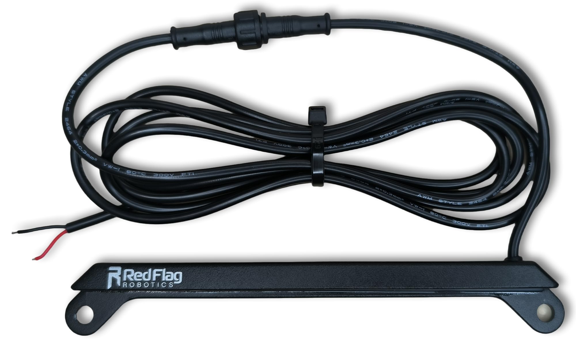 Red Flag Robotics front view of license plate light showing compact fit and clear illumination benefit
